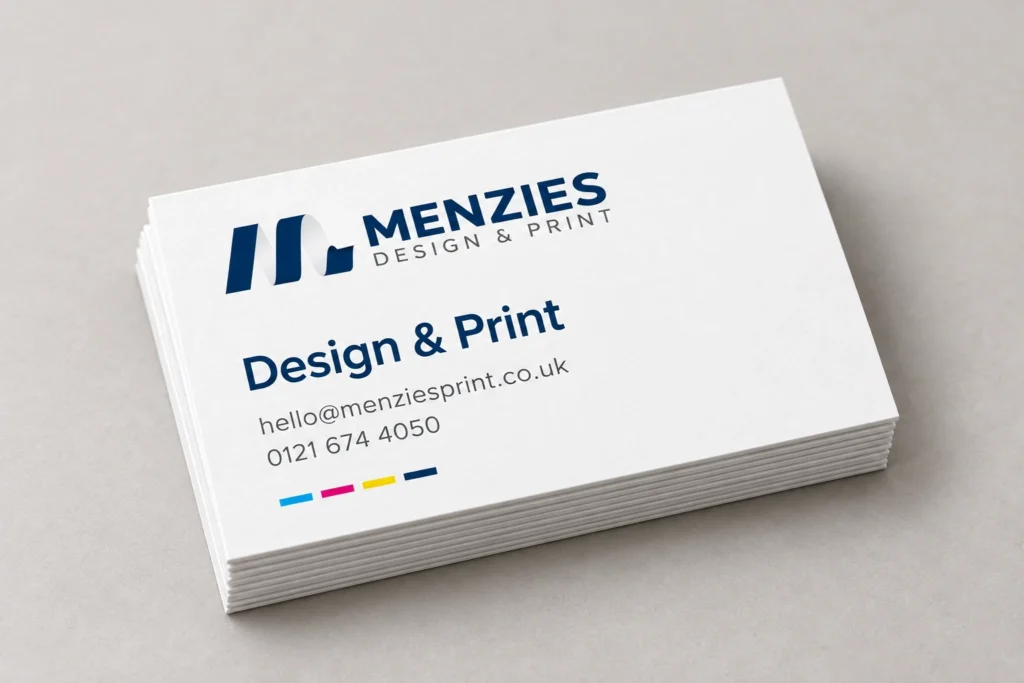 Illustrative Menzies business card with a clear contact layout.