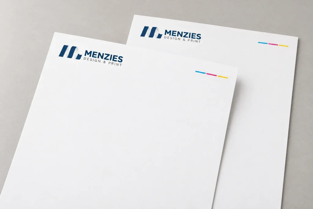Illustrative close-up of the Menzies logo on a clean letterhead header.